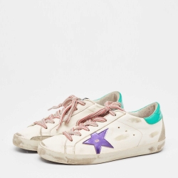 Pre Owned Golden Goose White Leather Superstar Sneakers Size 39