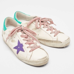 Pre Owned Golden Goose White Leather Superstar Sneakers Size 39