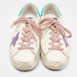 Pre Owned Golden Goose White Leather Superstar Sneakers Size 39