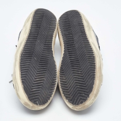 Pre Owned Golden Goose Black Suede and Python Embossed Leather Hi Star Low Top Sneakers Size 36