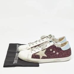 Pre Owned Golden Goose Multicolor Glitter and Leather Superstar Sneakers Size 41