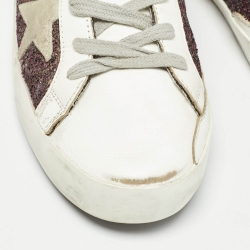Pre Owned Golden Goose Multicolor Glitter and Leather Superstar Sneakers Size 41