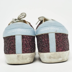 Pre Owned Golden Goose Multicolor Glitter and Leather Superstar Sneakers Size 41