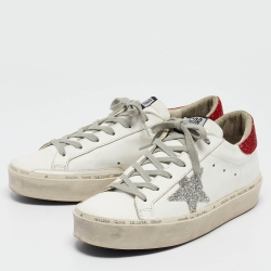 Pre Owned Golden Goose White Leather Hi Star Low Top Sneakers Size 39