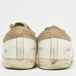Pre Owned Golden Goose White/Gold Leather Superstar Sneakers Size 39