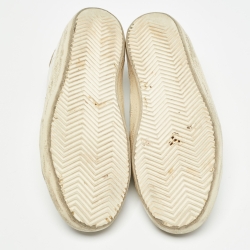 Pre Owned Golden Goose White/Gold Leather Superstar Sneakers Size 39