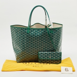 Pre Owned Goyard Green Goyardine Coated Canvas and Leather Saint Louis GM Tote