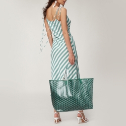 Pre Owned Goyard Green Goyardine Coated Canvas and Leather Saint Louis GM Tote