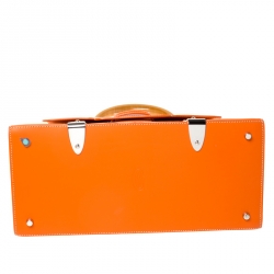 Goyard Orange Coated Canvas and Leather MM Saigon Top Handle Bag
