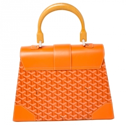 Goyard Orange Coated Canvas and Leather MM Saigon Top Handle Bag