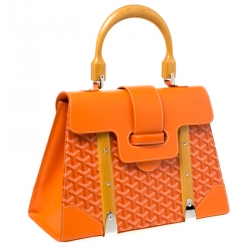 Goyard Orange Coated Canvas and Leather MM Saigon Top Handle Bag