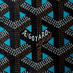 Pre Owned Goyard Blue/Black Goyardine Coated Canvas St. Louis GM Tote