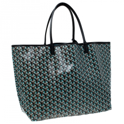 Pre Owned Goyard Blue/Black Goyardine Coated Canvas St. Louis GM Tote
