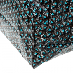 Pre Owned Goyard Blue/Black Goyardine Coated Canvas St. Louis GM Tote