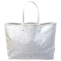 Pre Owned Goyard White Goyardine Coated Canvas St. Louis PM Tote