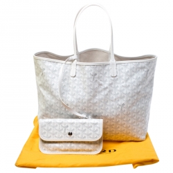Pre Owned Goyard White Goyardine Coated Canvas St. Louis PM Tote