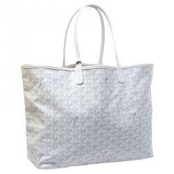 Pre Owned Goyard White Goyardine Coated Canvas St. Louis PM Tote