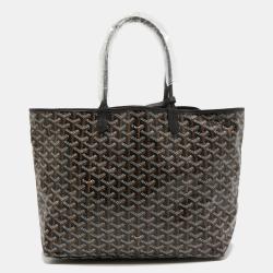 Pre Owned Goyard Black Goyardine Coated Canvas and Leather Saint Louis PM Tote