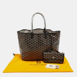 Pre Owned Goyard Black Goyardine Coated Canvas and Leather Saint Louis PM Tote
