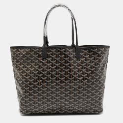 Pre Owned Goyard Black Goyardine Coated Canvas and Leather Saint Louis PM Tote