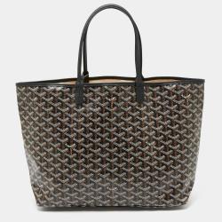 Pre Owned Goyard Black Goyardine Coated Canvas and Leather Saint Louis PM Tote