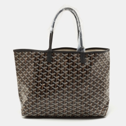Pre Owned Goyard Black Goyardine Coated Canvas and Leather Saint Louis PM Tote