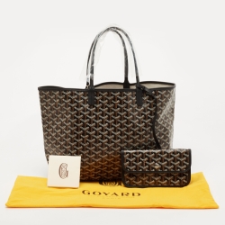 Pre Owned Goyard Black Goyardine Coated Canvas and Leather Saint Louis PM Tote