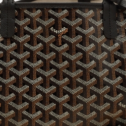 Pre Owned Goyard Black Goyardine Coated Canvas and Leather Saint Louis PM Tote