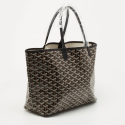 Pre Owned Goyard Black Goyardine Coated Canvas and Leather Saint Louis PM Tote
