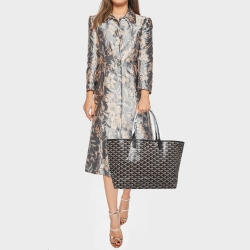 Pre Owned Goyard Black Goyardine Coated Canvas and Leather Saint Louis PM Tote