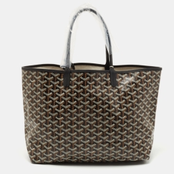 Pre Owned Goyard Black Goyardine Coated Canvas and Leather Saint Louis PM Tote