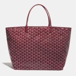 Pre Owned Goyard Burgundy Goyardine Coated Canvas and Leather Saint Louis GM Tote