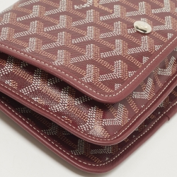 Pre Owned Goyard Burgundy Goyardine Coated Canvas and Leather Plumet Crossbody Bag
