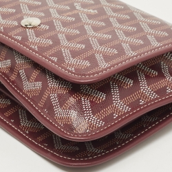 Pre Owned Goyard Burgundy Goyardine Coated Canvas and Leather Plumet Crossbody Bag