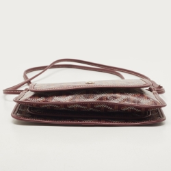 Pre Owned Goyard Burgundy Goyardine Coated Canvas and Leather Plumet Crossbody Bag