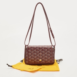 Pre Owned Goyard Burgundy Goyardine Coated Canvas and Leather Plumet Crossbody Bag