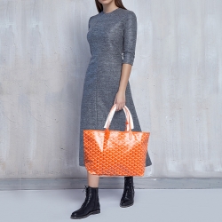 Pre Owned Goyard Orange Goyardine Coated Canvas and Leather Saint Louis PM Tote