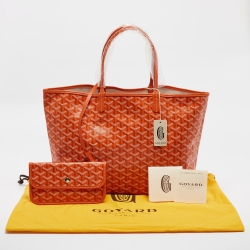 Pre Owned Goyard Orange Goyardine Coated Canvas and Leather Saint Louis PM Tote