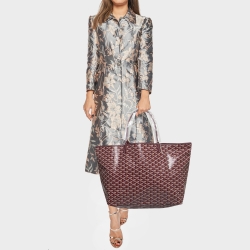 Pre Owned Goyard Burgundy Goyardine Coated Canvas and Leather Saint Louis GM Tote