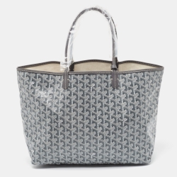 Pre Owned Goyard Grey Goyardine Coated Canvas and Leather Saint Louis PM Tote