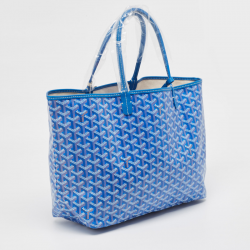 Pre Owned Goyard Sky Blue Goyardine Coated Canvas and Leather Saint Louis PM Tote