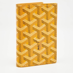 Pre Owned Goyard Yellow Goyardine Coated Canvas Saint Pierre Card Holder