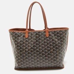 Pre Owned Goyard Brown Goyardine Coated Canvas and Leather Reversible Anjou PM Tote
