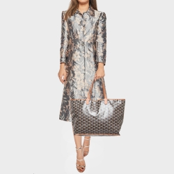 Pre Owned Goyard Brown Goyardine Coated Canvas and Leather Reversible Anjou PM Tote