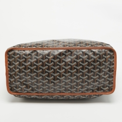 Pre Owned Goyard Brown Goyardine Coated Canvas and Leather Reversible Anjou PM Tote