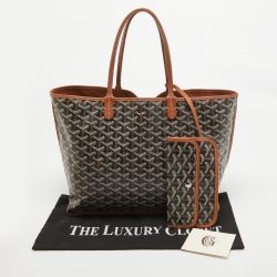 Pre Owned Goyard Brown Goyardine Coated Canvas and Leather Reversible Anjou PM Tote