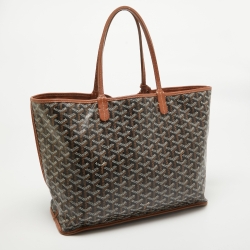 Pre Owned Goyard Brown Goyardine Coated Canvas and Leather Reversible Anjou PM Tote