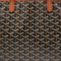 Pre Owned Goyard Brown Goyardine Coated Canvas and Leather Reversible Anjou PM Tote