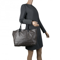 Pre Owned Goyard Brown/Black Blue Coated Canvas  and Leather Saint Louis Tote