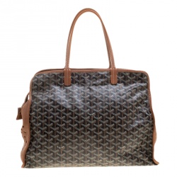 Pre Owned Goyard Brown/Cognac Coated Canvas Hardy Tote PM